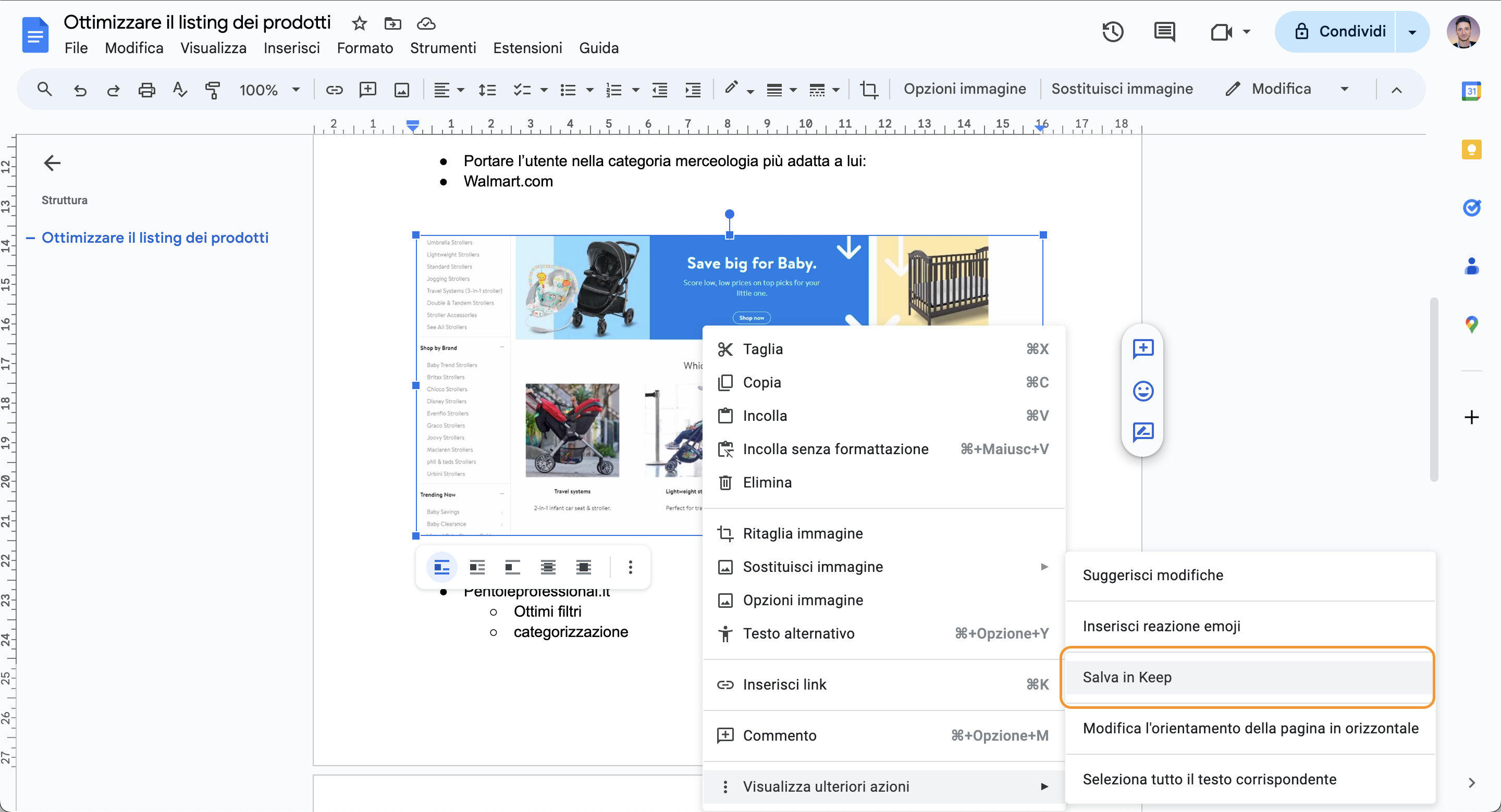 estrarre immagini da google docs salvandole su google keep